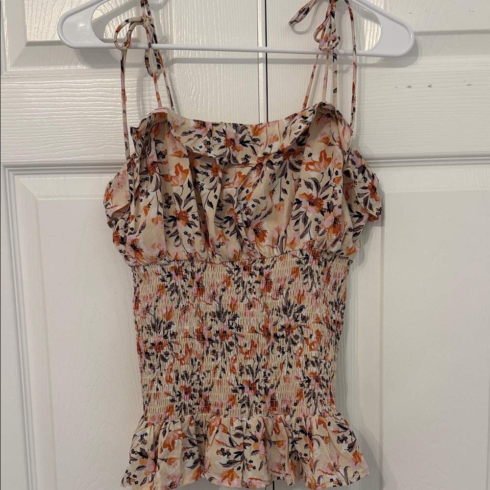Floral Smocked Camisole with Adjustable Straps